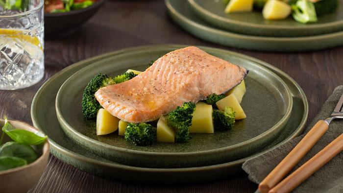 Dampe fisk: dampe torsk, makrell og laks