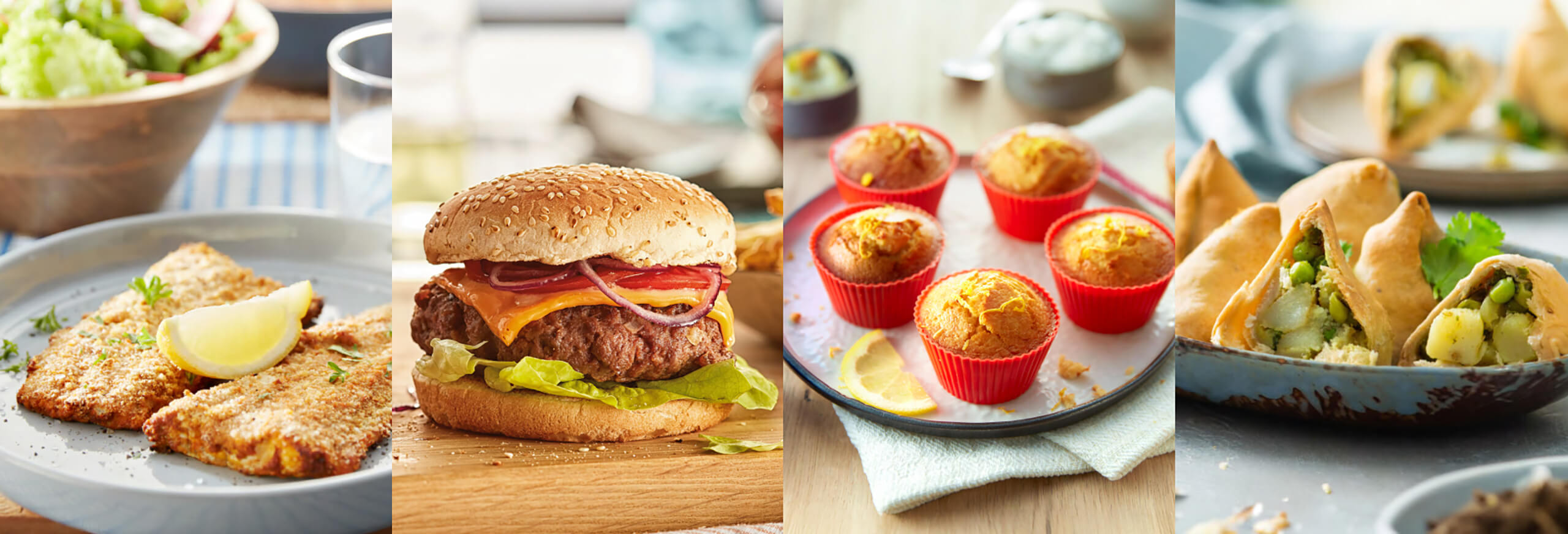 Fire forskjellige smakfulle retter laget med Philips dobbel kurv