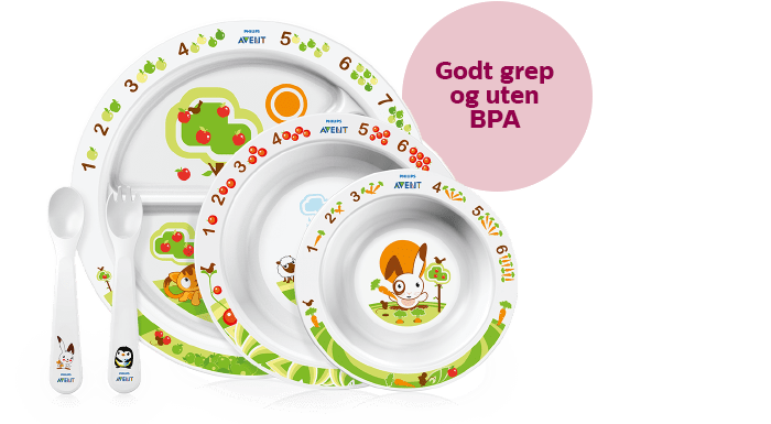 Philips Avent-m&aring;ltidssett for sm&aring;rollinger med enkelt grep og uten BPA